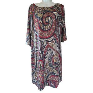 Audrey Whitmore Women's Size 2X Multi-color Paisley Print Dress New NWT